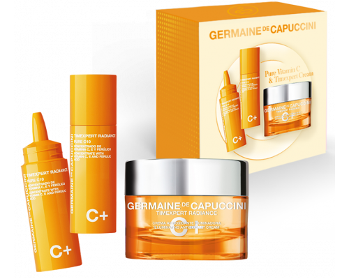 Набор My Antioxidant Routine: TE Radiance C+ Эмульсия Pure C10 антиоксидантная концентрированная + TE Radiance C+ Крем антиоксидантный для нормальной и сухой кожи Жермен де Капуччини (Germaine de Capuccini) - Испания