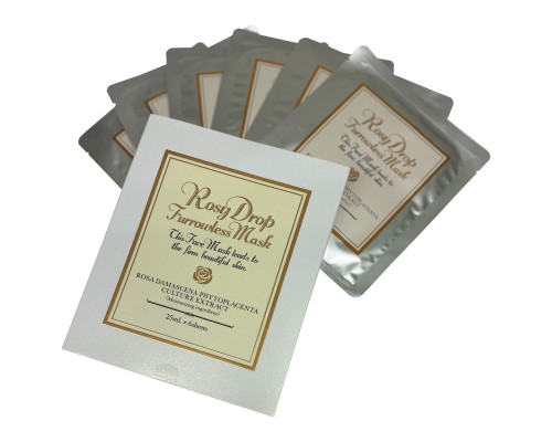 Омолаживающая тканевая маска для лица Rosy Drop Furrowless Mask «Капля розы», 25 мл × 6 шт Рози Дроп (Rosy Drop) - Япония