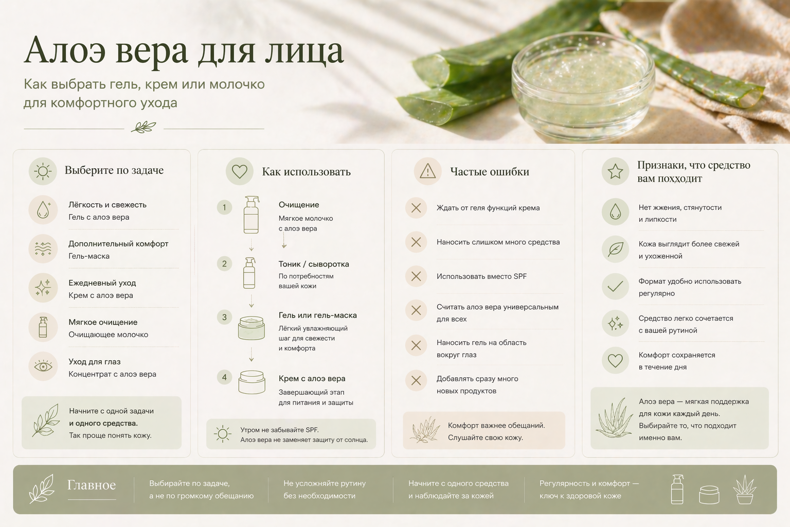 Алоэ вера для лица в домашнем уходе гель и крем