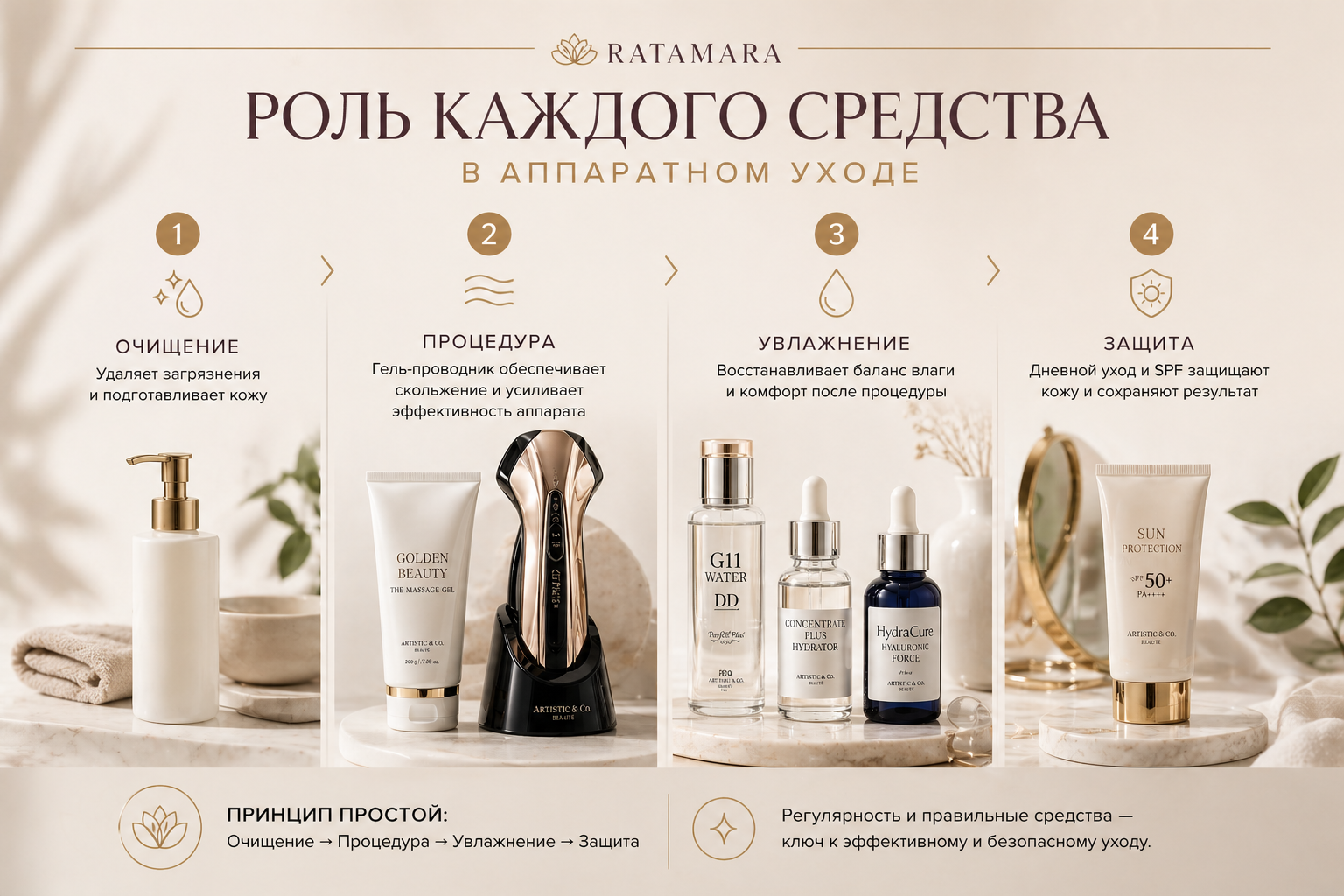 Домашний аппарат для лица и средства для аппаратного ухода Ratamara