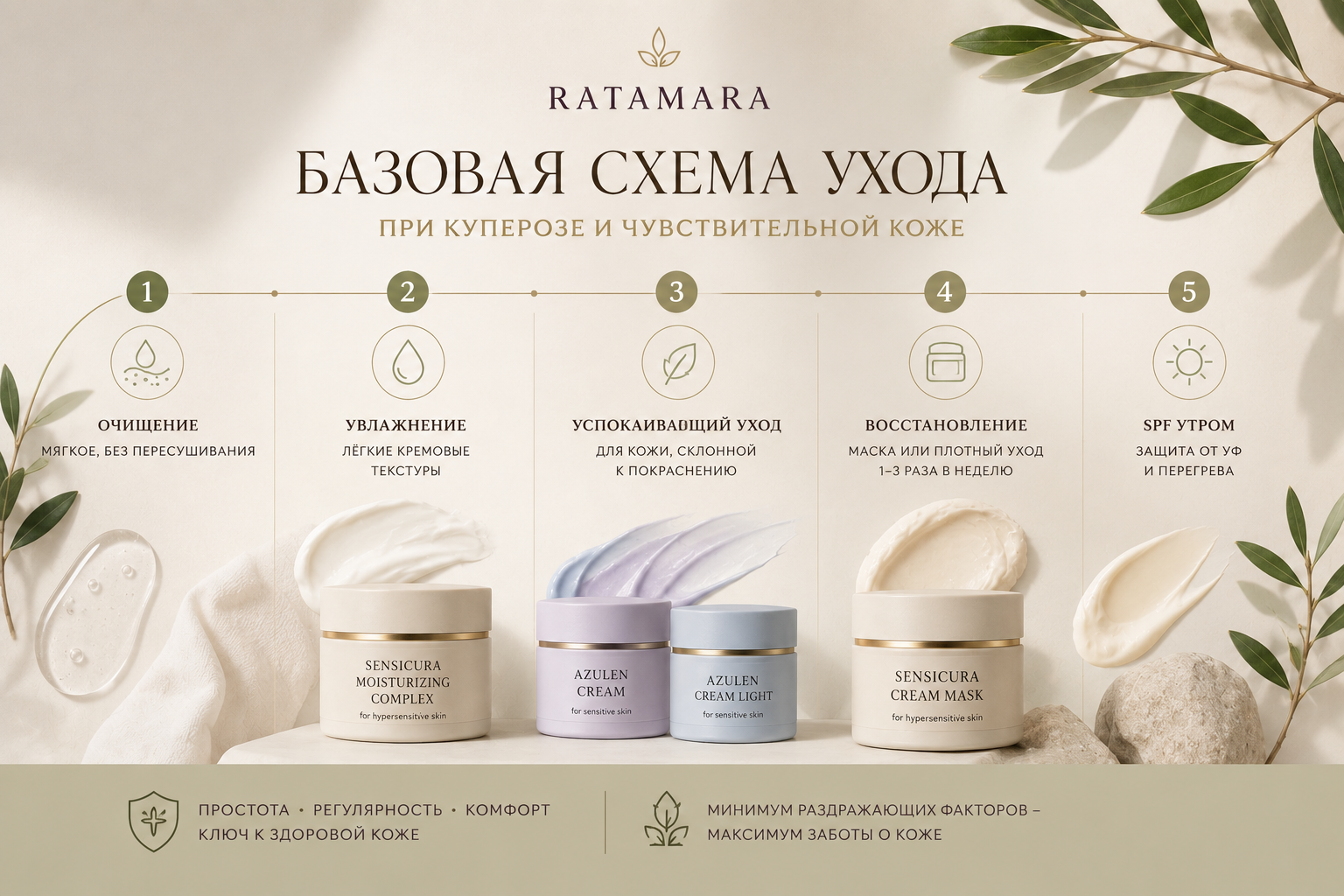 Базовый уход за чувствительной кожей при куперозе и покраснении